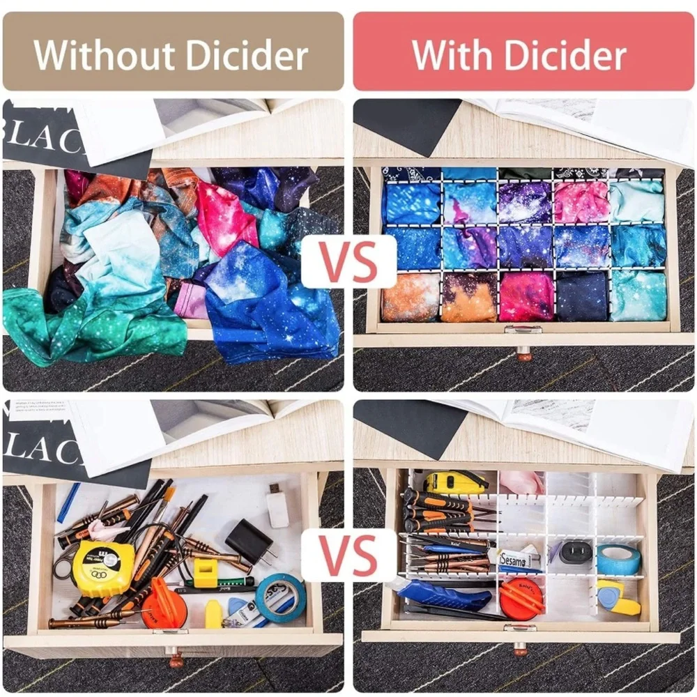 30Pcs Drawer Dividers Adjustable Organizer for Underwear Makeup Tidy Kitchen